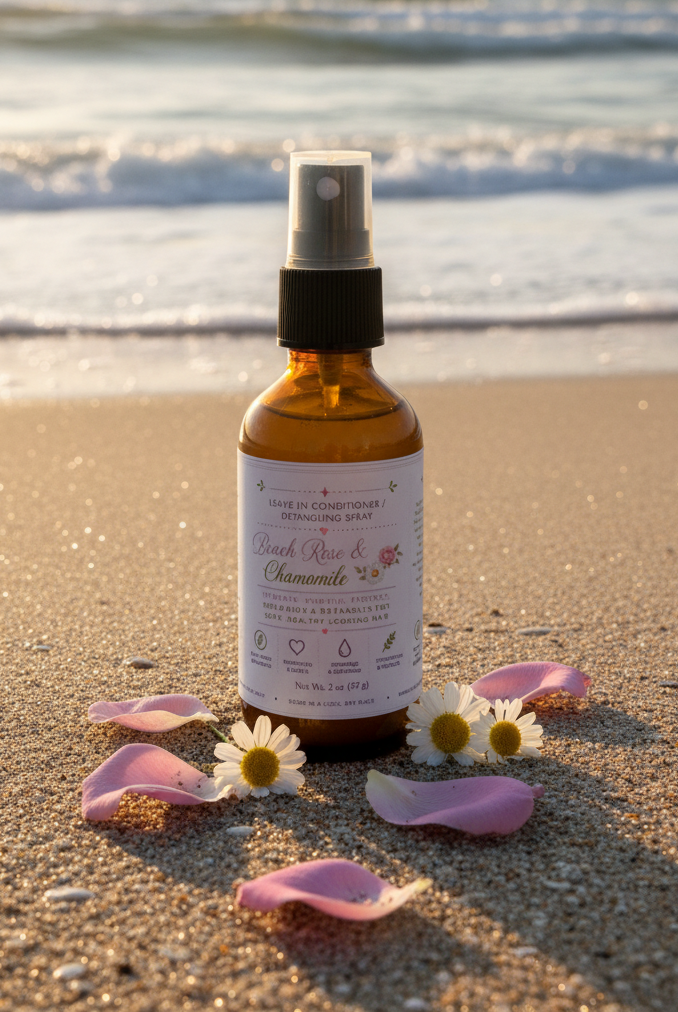 Leave in Conditioner & Detangling Spray, Glass Bottle, Rosemary Oil, Sunflower Oil