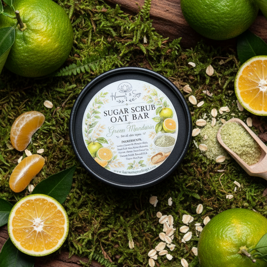 Green Mandarin & Oat Sugar Scrub Bar, Body Scrub Bar, Oatmeal Soap, Exfoliation Bar