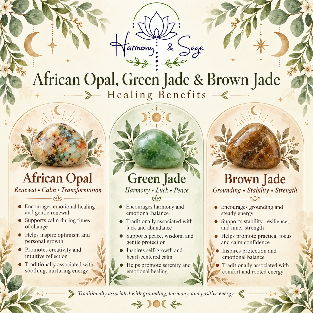 African Opal & Jade Gemstone Bracelet,  Forest Stretch Bracelet, Calming & Grounding