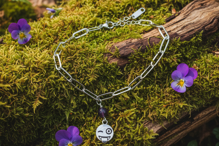 Paperclip Charm Bracelet, Steel, Animal Sanctuary, Gemstone,  Charity