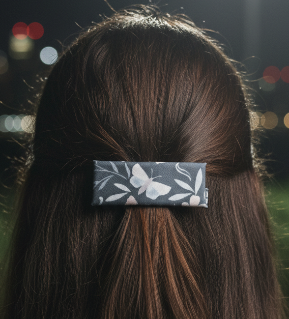 Moth Mystical Hair Clip, 2.5" Barrette, Fabric