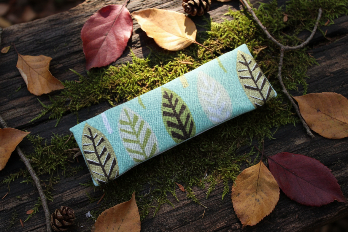 Metallic Leaves Fabric Leather Lined Hair Clip,  3.25" Barrette