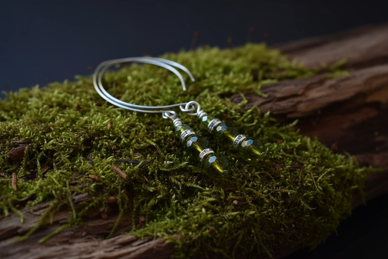 Green Peridot Gemstone Earrings, Clearance