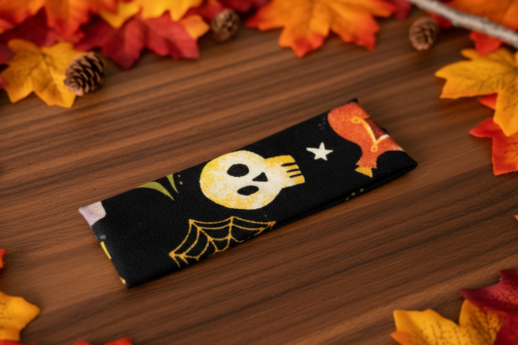Skull Halloween Hair Clip, 3.25" Barrette, Halloween, Leather Lined