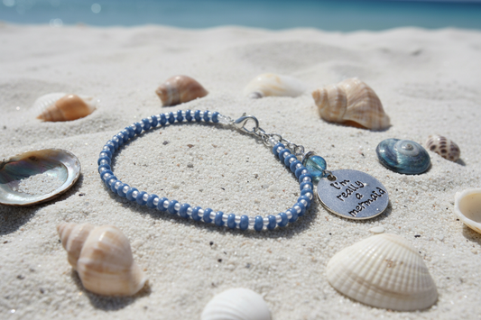Handbeaded "I'm really a mermaid" Bracelet, Clearance