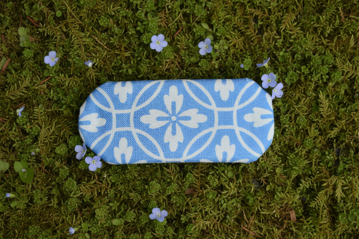 Blue Floral French Hair Clip, Fabric Clip, 2.5 Inch, Oval