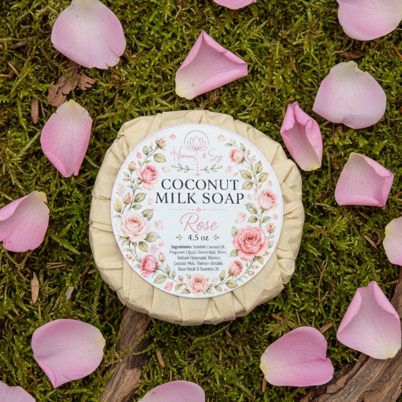 Rose Coconut Milk Soap (Detergent Free), Essential Oil