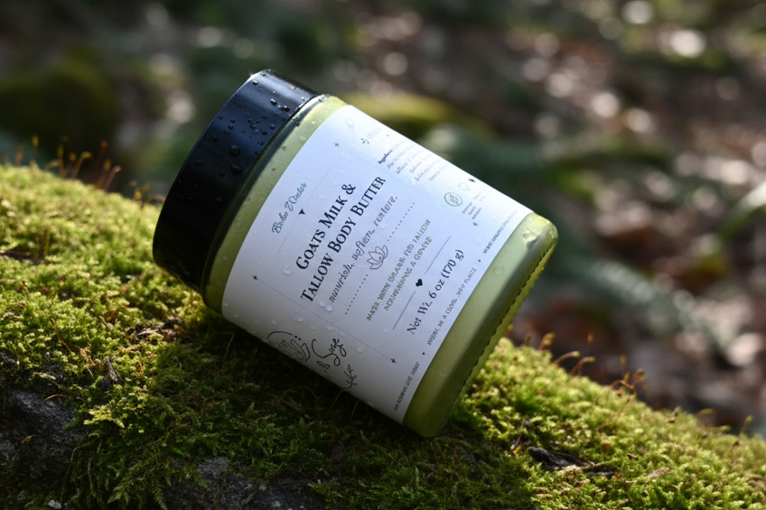 Goats Milk & Tallow Body Butter, Moisturizing Butter, Cream, Whipped Body Butter 6 OZ