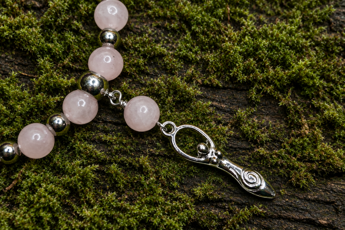 Rose Quartz Gemstone Bracelet, Steel Goddess Stretch Bracelet, Anxiety Bracelet, 7 Inch