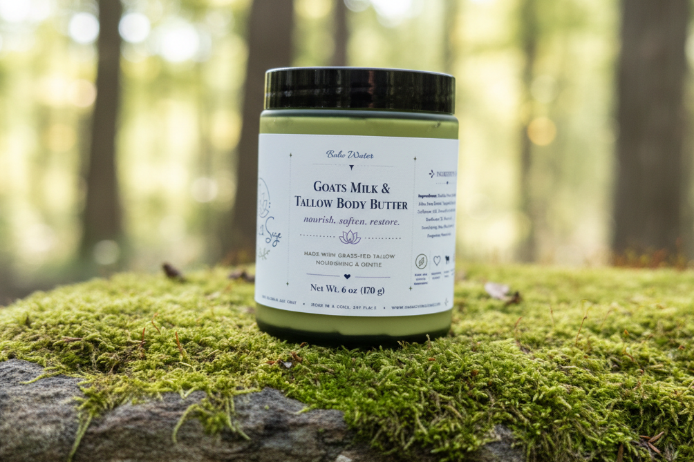 Goats Milk & Tallow Body Butter, Moisturizing Butter, Cream, Whipped Body Butter 6 OZ