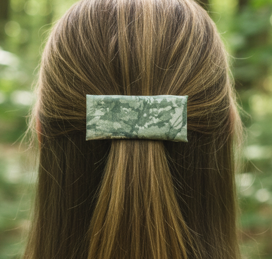 Watercolor Trees Hair Clip, Leather Lined, 2.5", Barrette