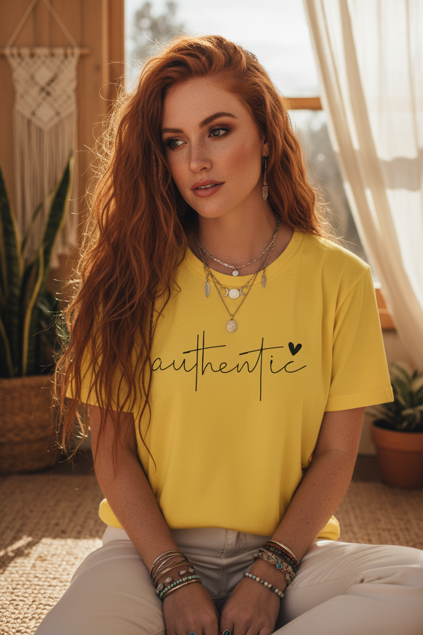 Authentic, Motivational T-Shirt, Unisex Inspirational Top, Self-Love Apparel, Everyday Casual Wear