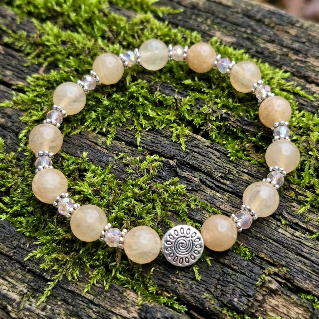 Quartz & Czech Beaded Bracelet,  Healing, Balance,  Small