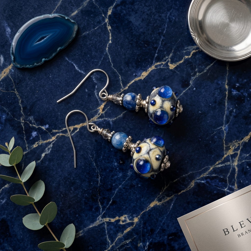 Kyanite Lampwork Steel Earrings