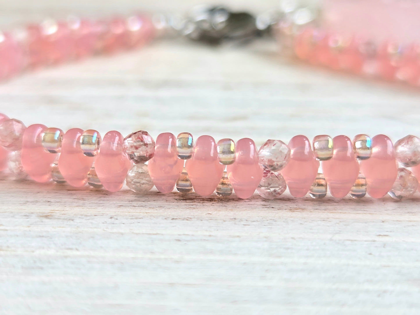 Strawberry Quartz Handbeaded Healing Bracelet