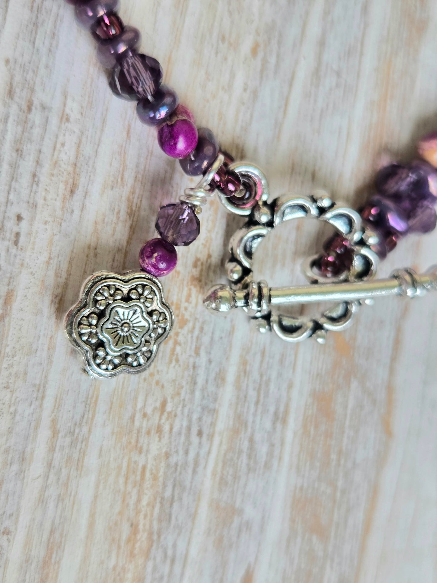 Purple Imperial Jasper Handbeaded Healing Bracelet