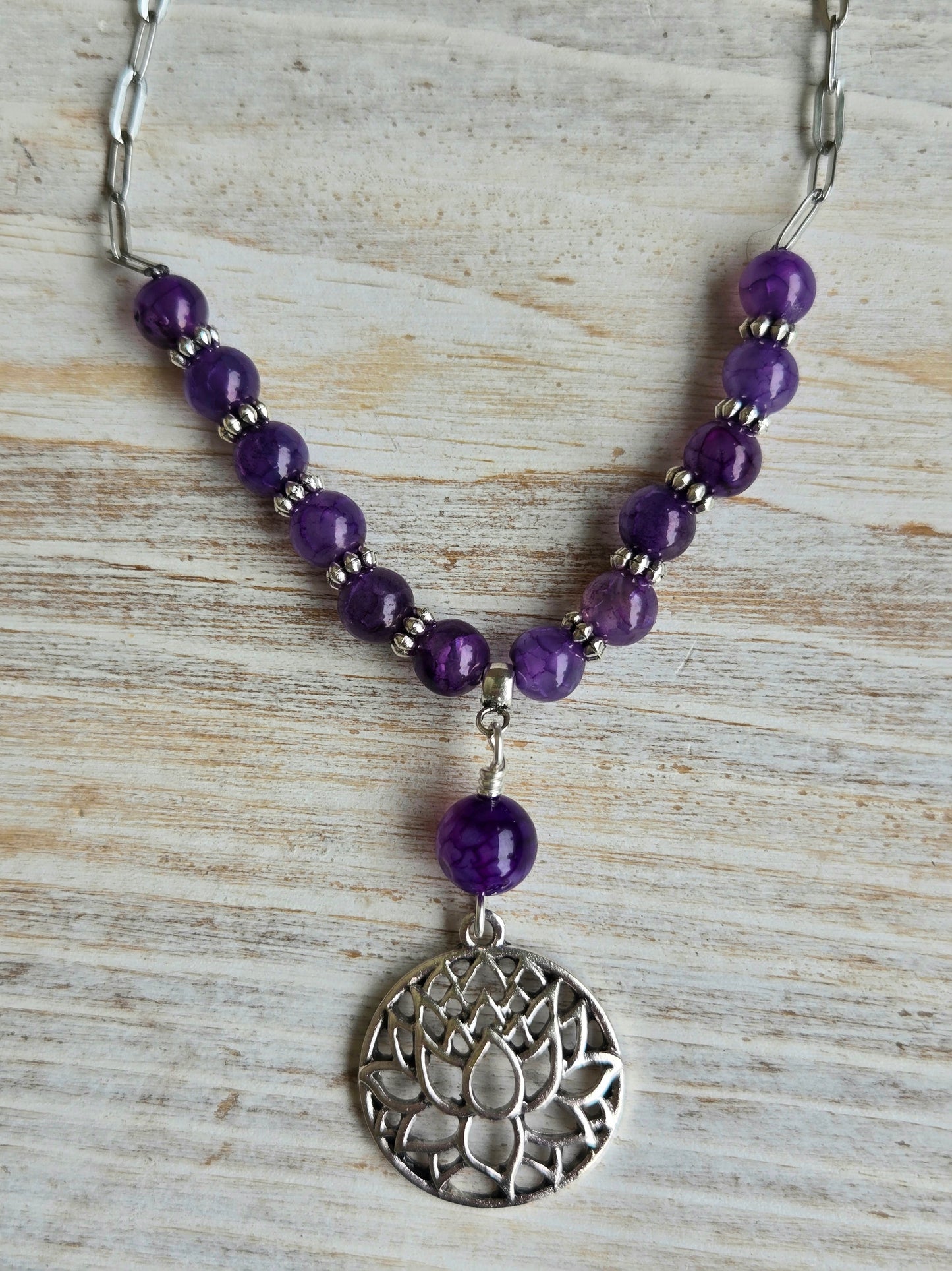 Purple Dragons Vein Lotus Healing Necklace