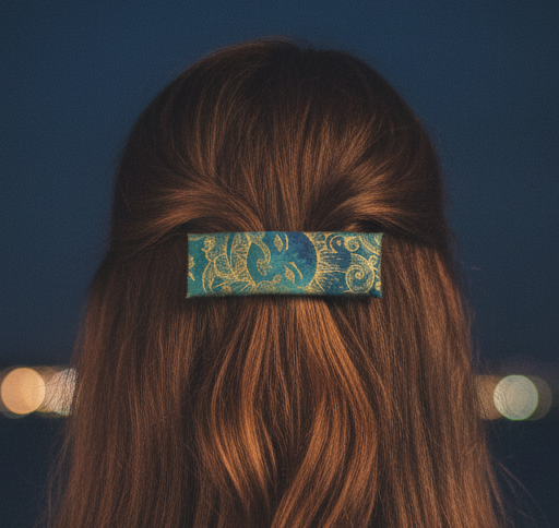 Celestial Hair Clip, Moon Barrette, 3.25", Metallic