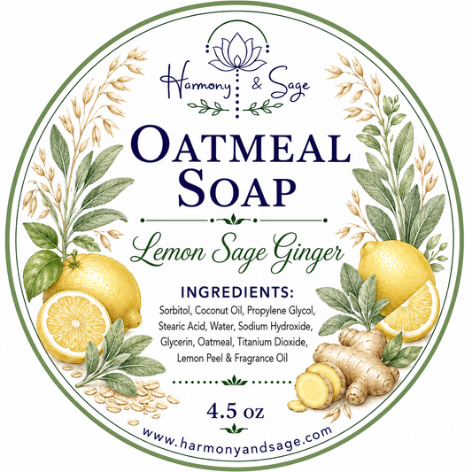 Lemon Sage Ginger Oatmeal Soap (Detergent Free)