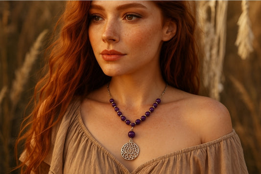 Purple Dragons Vein Lotus Healing Necklace