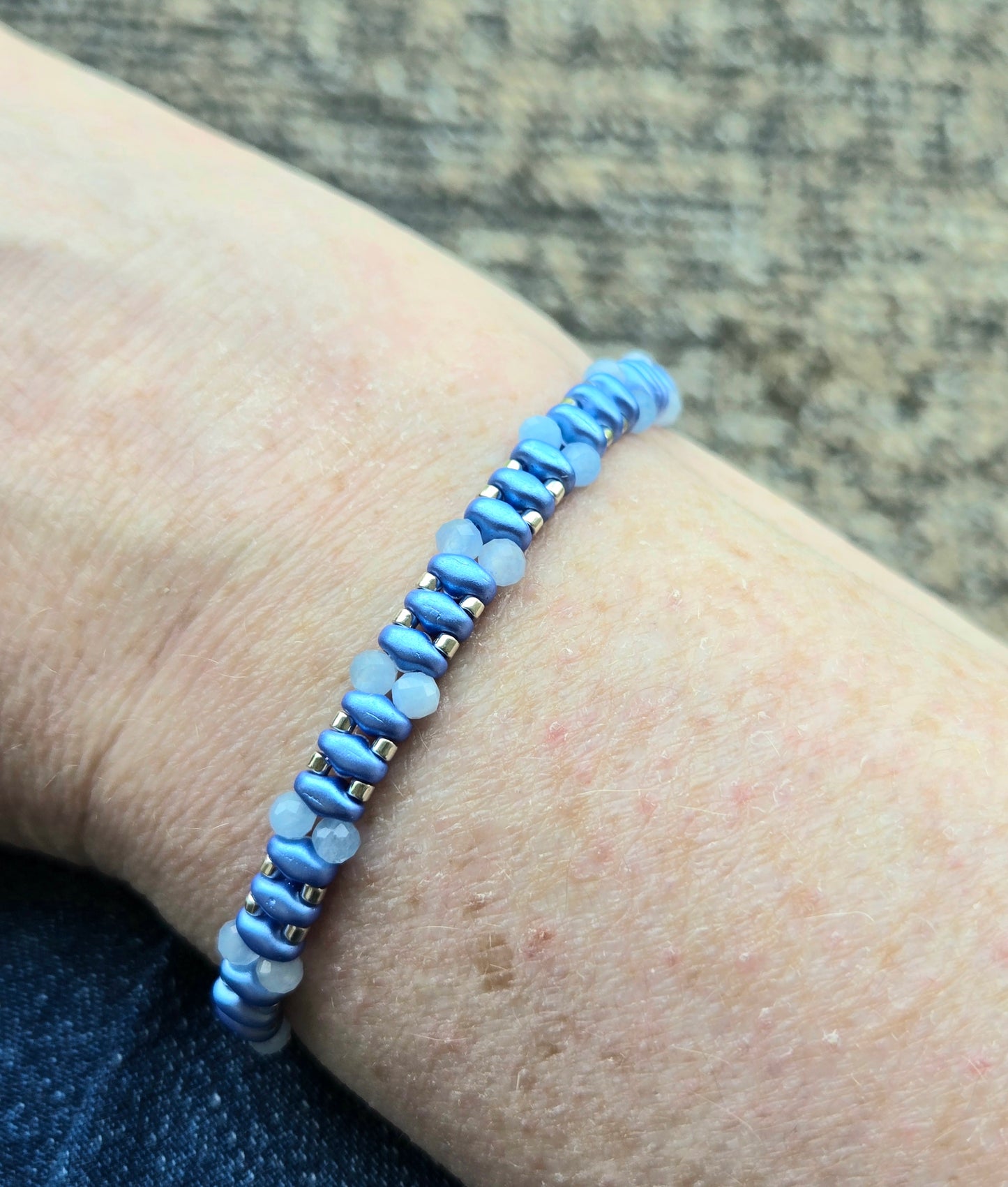 Aquamarine Handbeaded Healing Bracelet