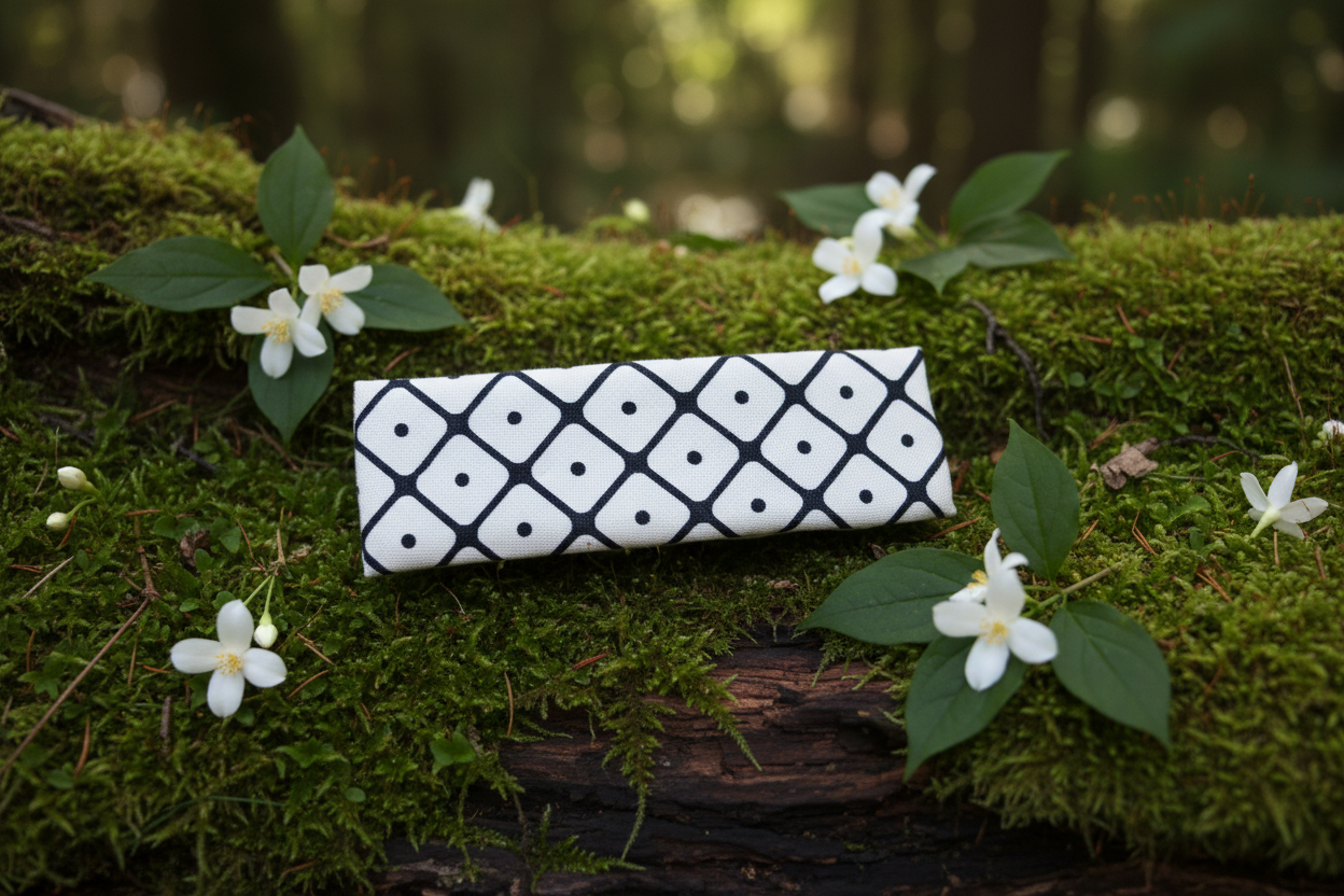 Navy Dots Green French Hair Clip, Fabric Clip, 3.25 Inch, Rectangle, Leather Lined Barrette