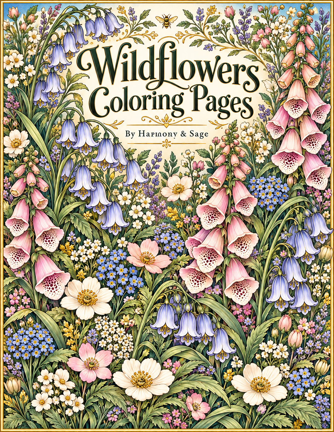 Digital Coloring Pages, Adult Coloring Art, Wildflowers, Relaxation