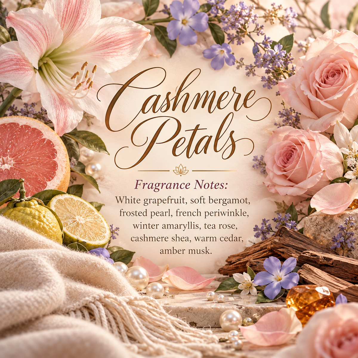 Cashmere Petals Buttermilk Soap, Detergent Free, Bergamot, Tea Rose,  Cashmere, Oatmeal, Calendula, Honey