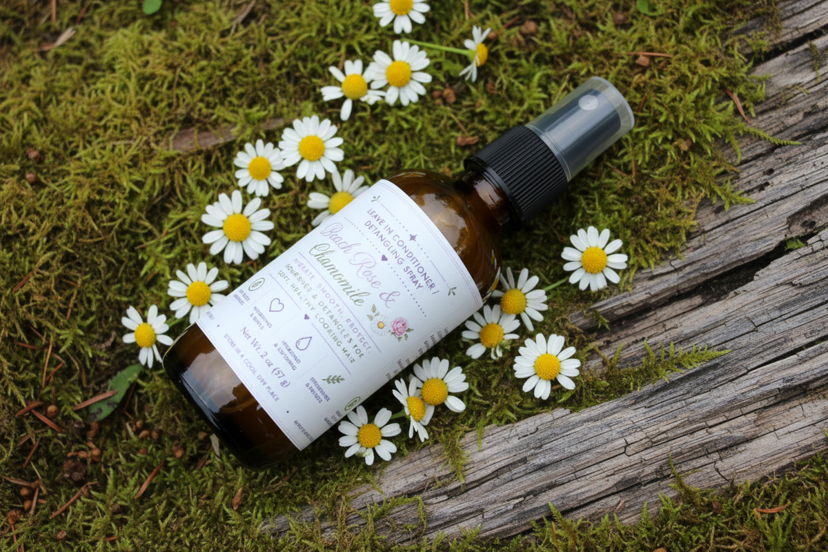 Leave in Conditioner & Detangling Spray, Glass Bottle, Rosemary Oil, Sunflower Oil