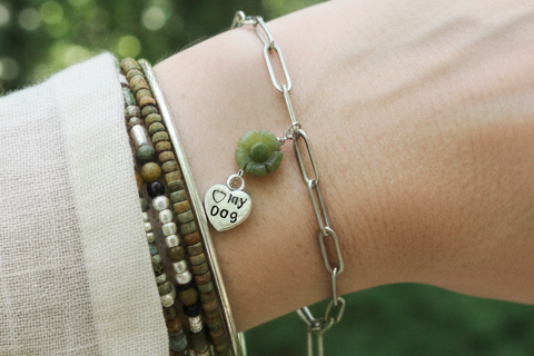 Paperclip Charm Bracelet, Steel, Animal Sanctuary, Gemstone,  Charity