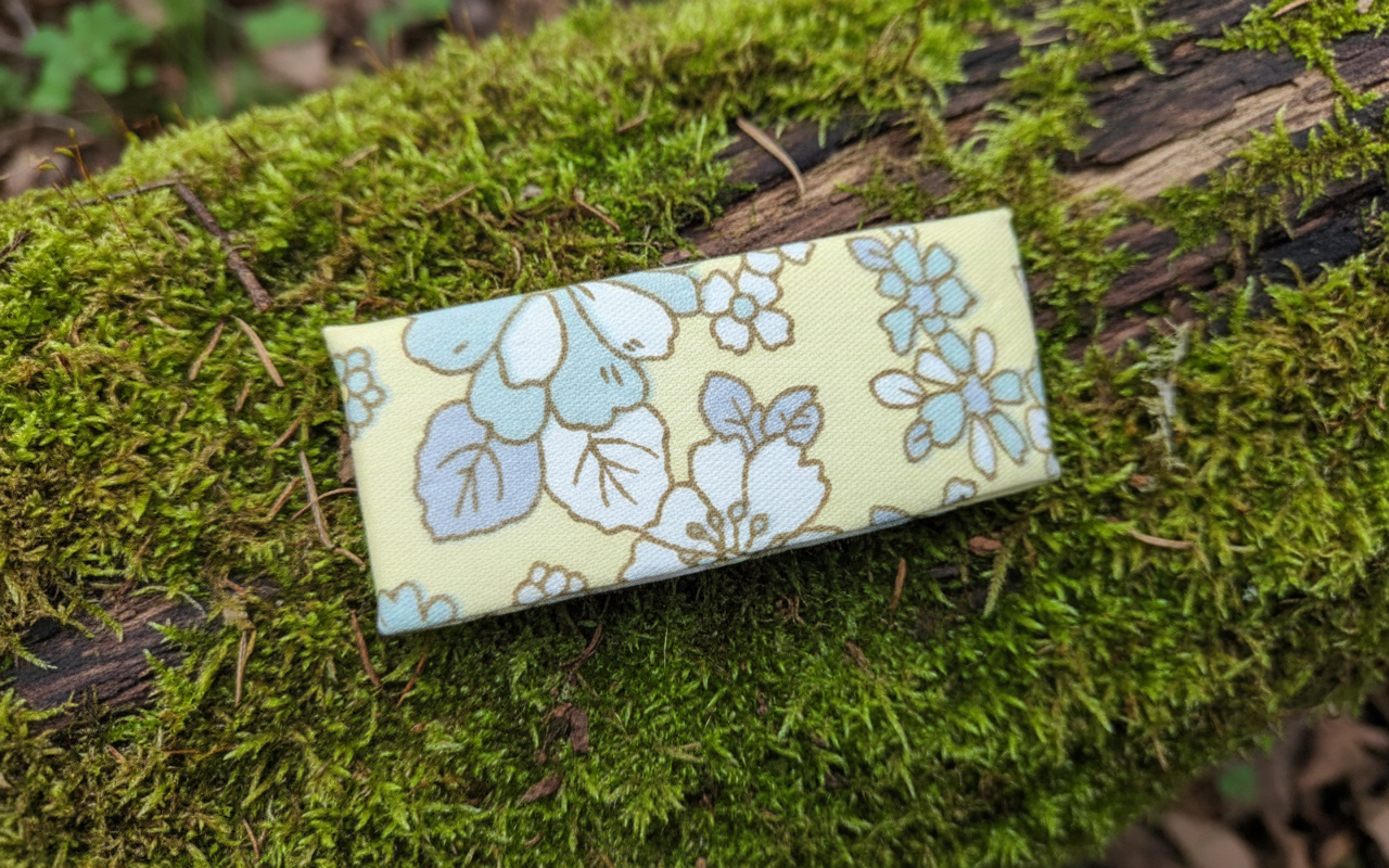 Yellow & Gray Floral French Fabric Hair Clip, Hair Clip, 2.5 Inch, Rectangle