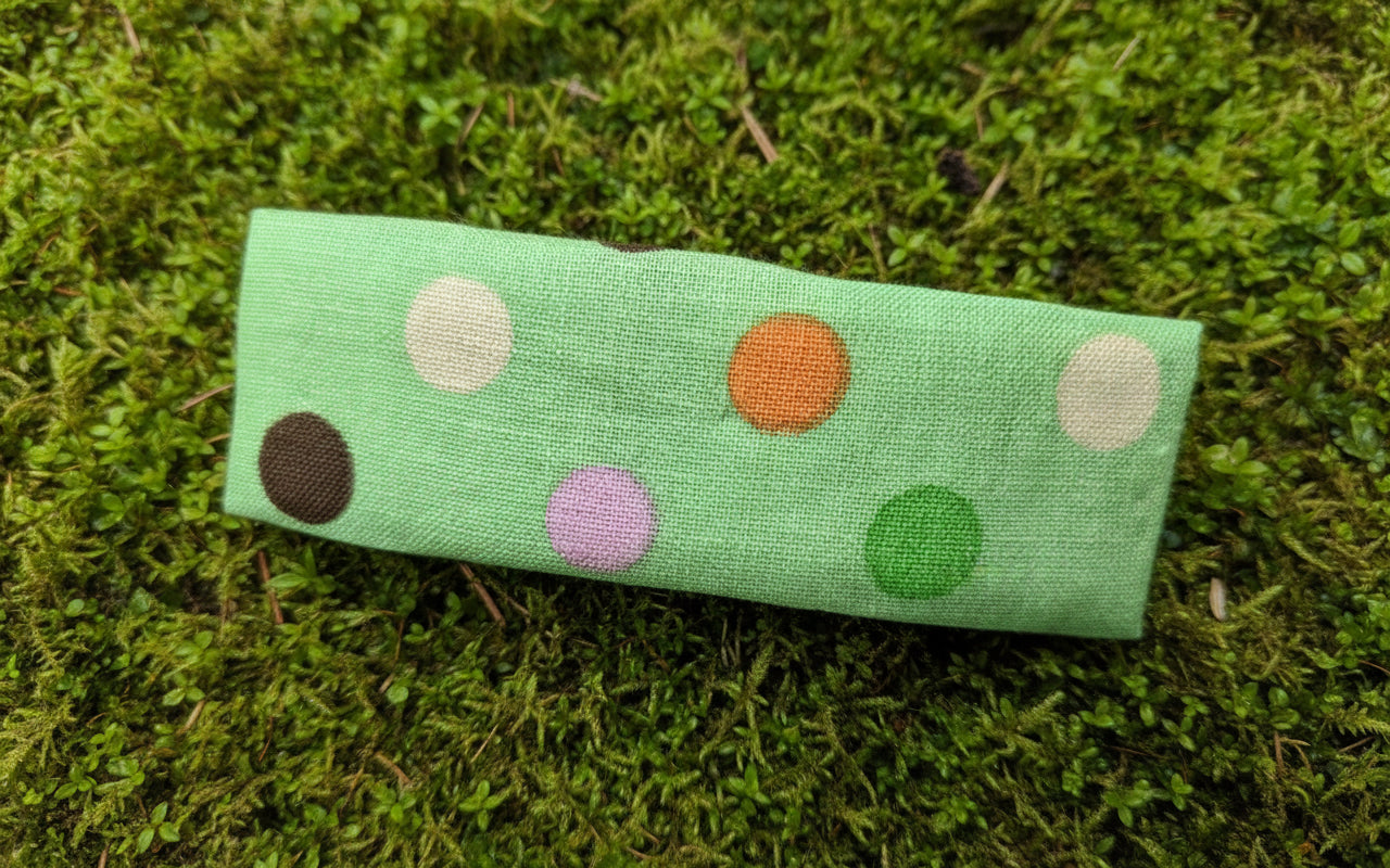 Polka Dot Fabric French Hair Clip, Large Fabric Clip, 3.5 Inch, Green Rectangle