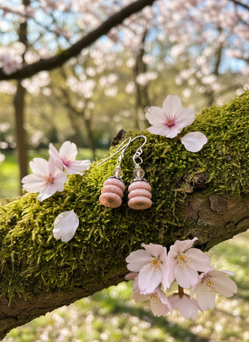 Pink Piggy Picasso Earrings,  Steel, Fishhook, Czech Earrings
