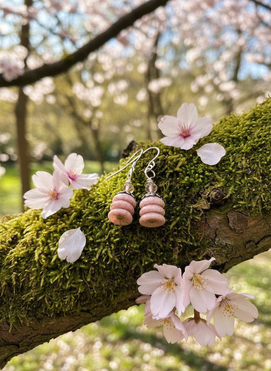 Pink Piggy Picasso Earrings,  Steel, Fishhook, Czech Earrings
