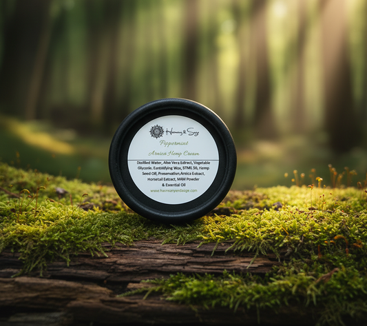 Peppermint Arnica Hemp Cream, Muscle Relief, Joint Pain, Horsetail, Aloe Vera. MSM