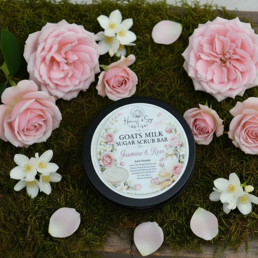 Jasmine & Rose Goats Milk Sugar Scrub Bar, Exfoliation Bar,  Rose Scrub Bar
