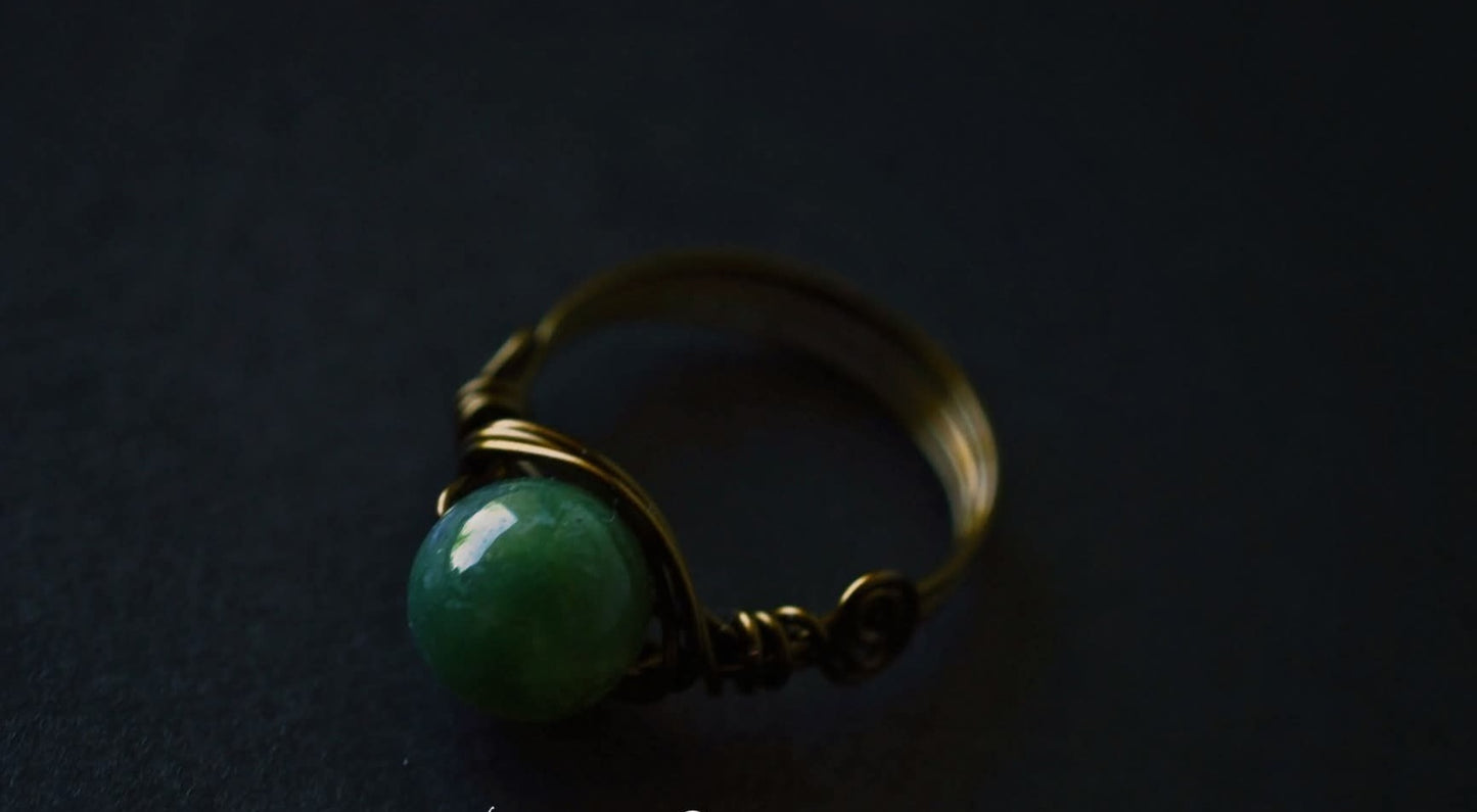 Wire Wrapped Moss Agate Ring, Clearance