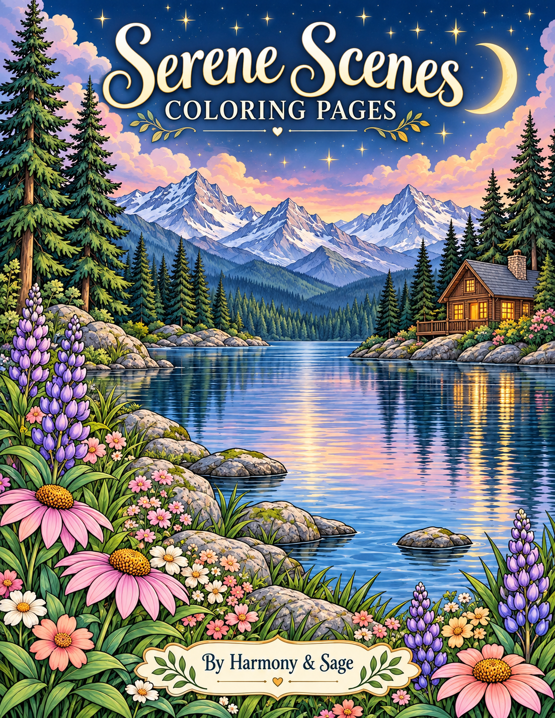 Digital Coloring Pages, Adult Coloring Art, Serene Scenes, Relaxation