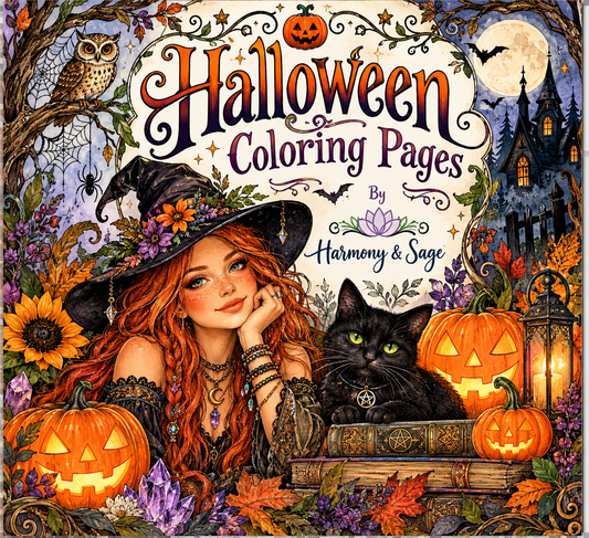 Digital Coloring Pages, Halloween Downloadable, Kids Coloring Pages, All Ages