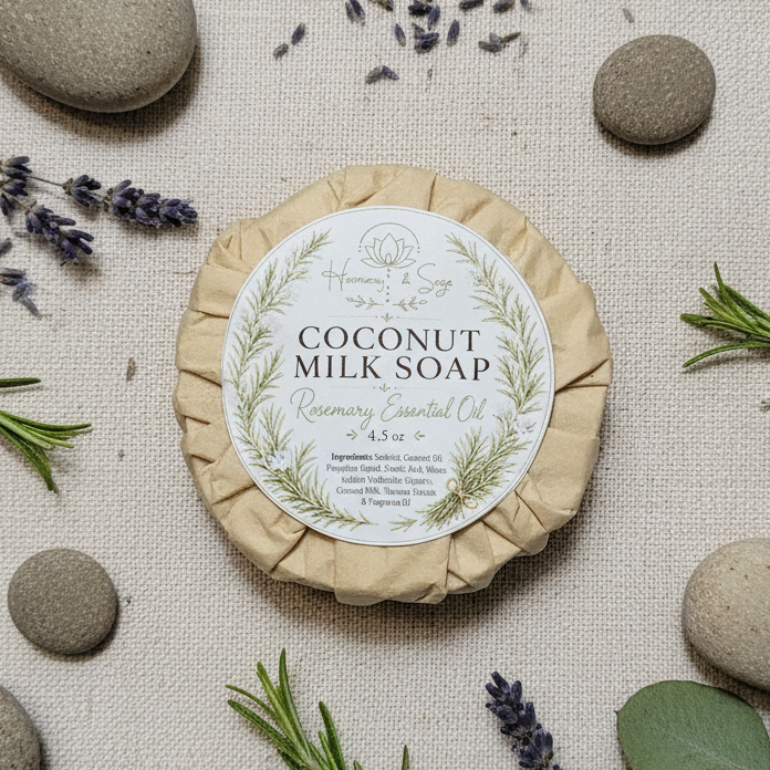 Rosemary Coconut Milk Soap (Detergent Free), Holiday Soap, French Green Clay Soap