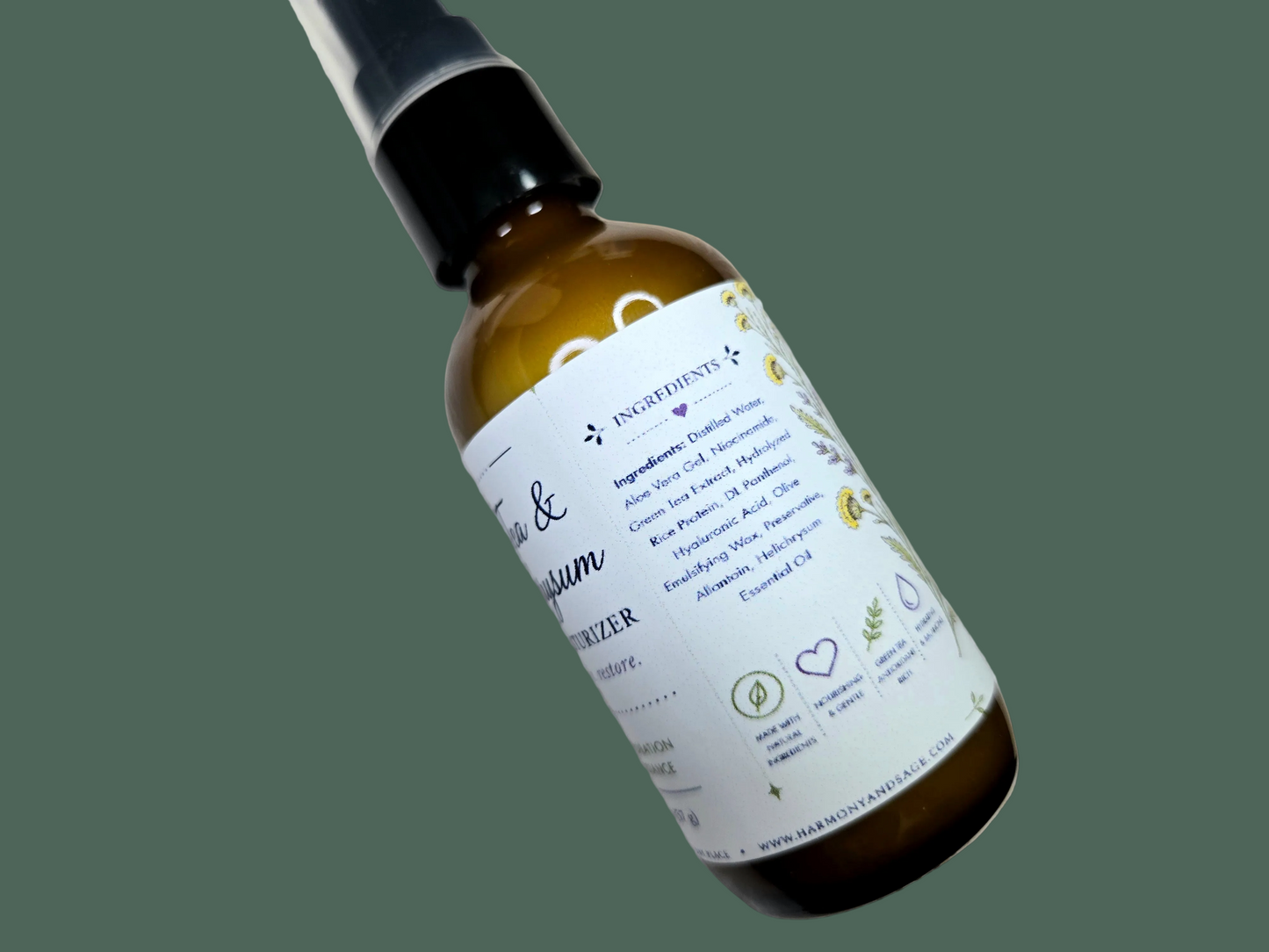 Facial Moisturizer, Oil Free, Green Tea, Rice Protein Cream, Niacinamide, Hyaluronic Acid Face Moisturizer, Helichrysum Essential Oil