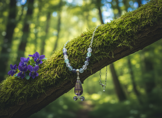 Fluorite Healing Steel Paperclip Necklace