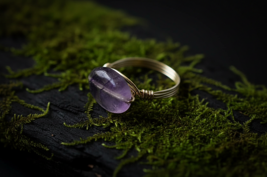 Fluorite Wire Wrapped Ring,  Clearance