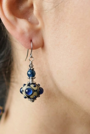 Kyanite Lampwork Steel Earrings