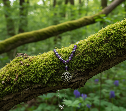 Purple Dragons Vein Lotus Healing Necklace