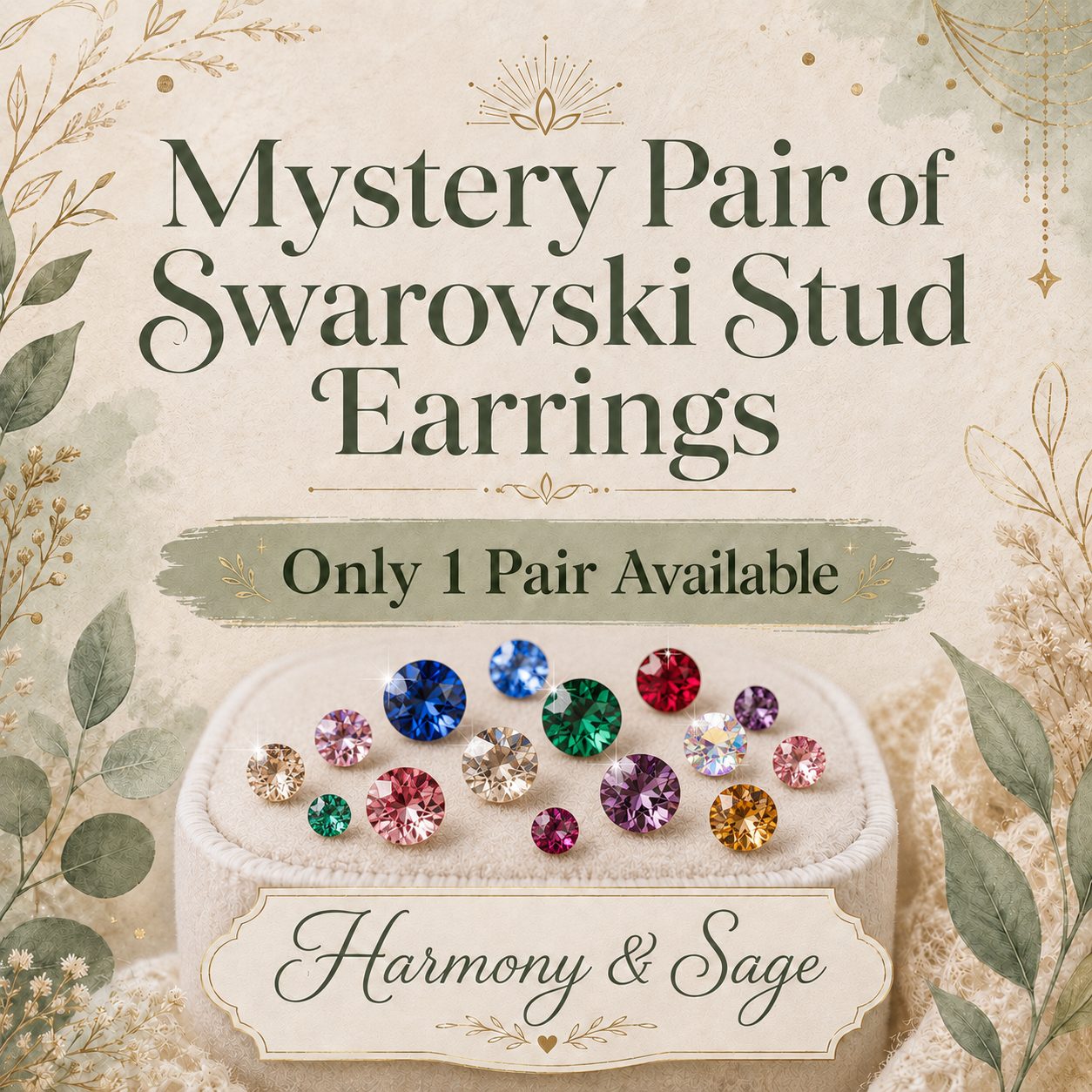 Surprise Crystal Post Steel Earrings, Swarovski, Stud Earrings, Rare, Bezel Set, Mystery Earrings