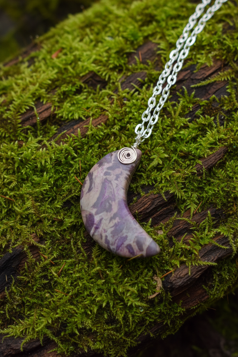 Agate Moon Necklace,  Clearance