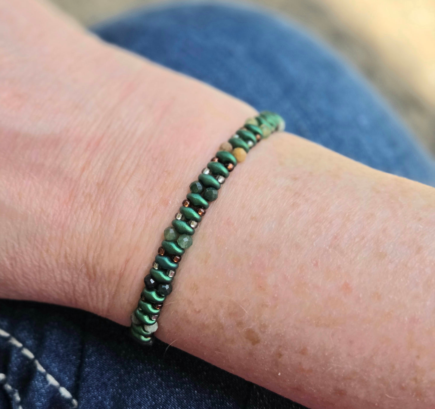 Indian Agate Handbeaded Healing Bracelet