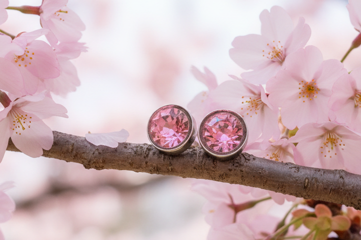 Pink Rose Czech Crystal Post Steel Earrings, Presioca, Stud Earrings