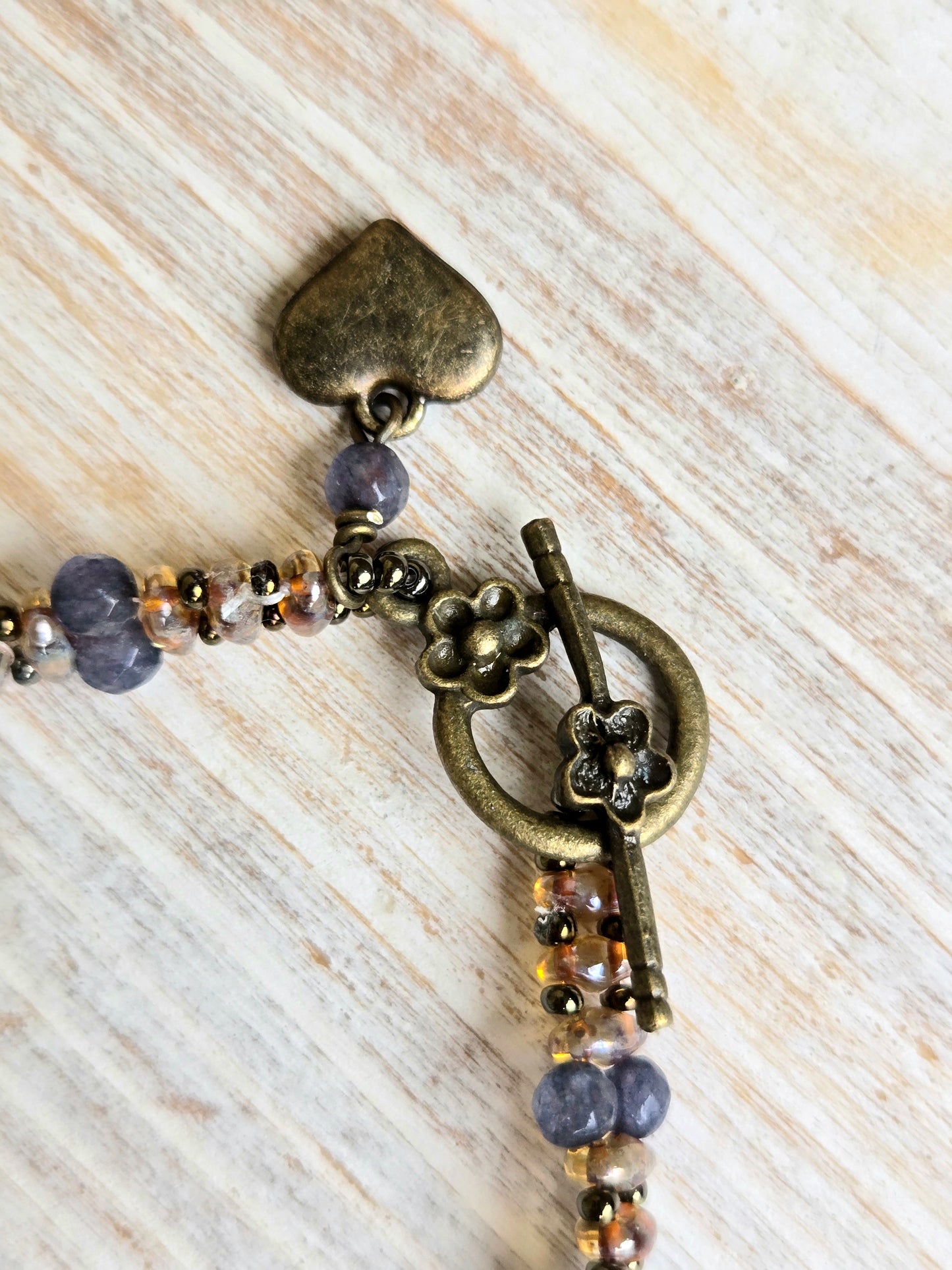 Iolite Bronze Handbeaded Healing Bracelet